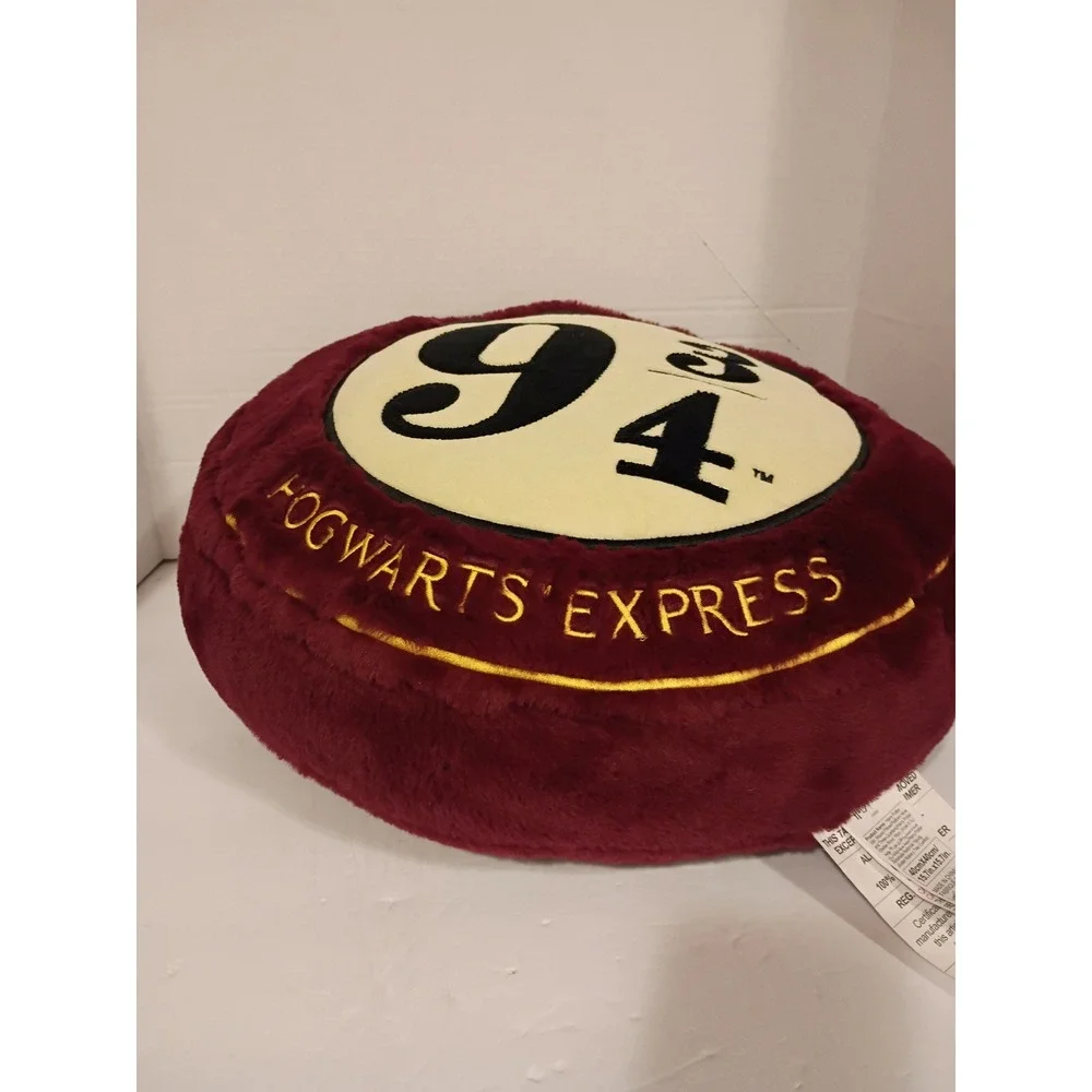 Harry Potter Platform 9 3/4 Round Plush Pillow Hogwarts Express Miniso Burgundy